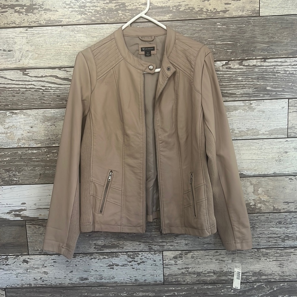 Faux Leather Jacket with silver accents- Medium- nwt